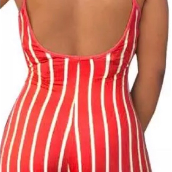 Pinstripe Jumpsuit RED - Picture 3 of 3